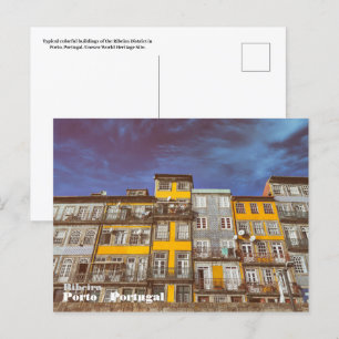 Kleurrijke gebouwen van Ribeira District in Porto Briefkaart