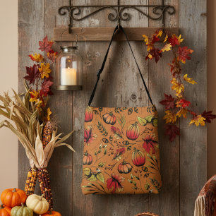 Kleurrijke gebrande Oranje Herfst oogst met de han Crossbody Tas