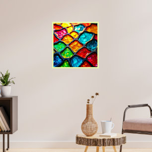 Kleurrijke Gebrandschilderde Glas Kunst Glow Ontwe Poster