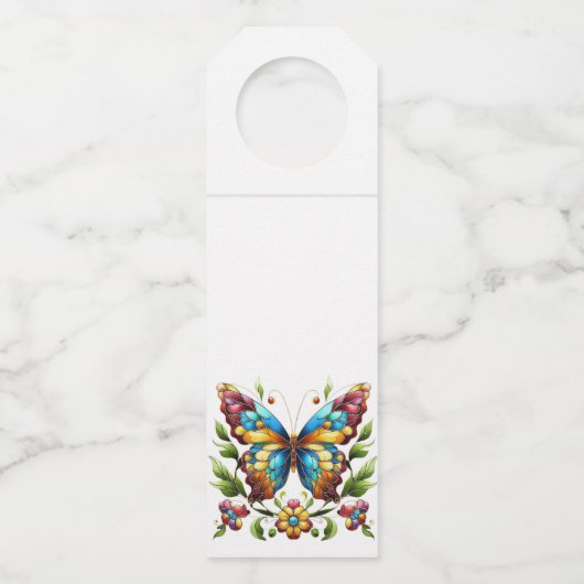 Kleurrijke gebrandschilderde glazen vlinder met bl flessenhanger (Voorkant)