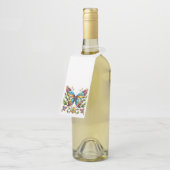 Kleurrijke gebrandschilderde glazen vlinder met bl flessenhanger (Schuin)