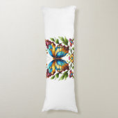 Kleurrijke gebrandschilderde glazen vlinder met bl lichaamskussen (Voorkant Verticaal)