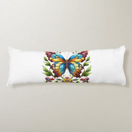 Kleurrijke gebrandschilderde glazen vlinder met bl lichaamskussen (Voorkant)