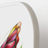 Kleurrijke gebrandschilderde glazen vlinder met bl pickleball paddle (Links Detail)