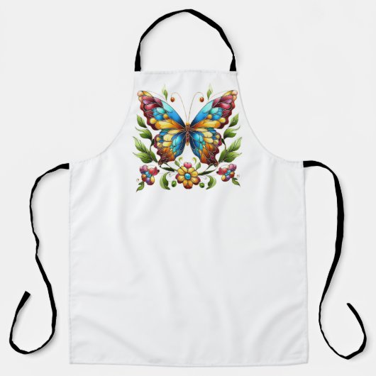 Kleurrijke gebrandschilderde glazen vlinder met bl schort (Voorkant)