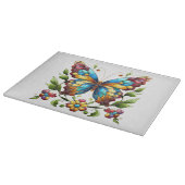 Kleurrijke gebrandschilderde glazen vlinder met bl snijplank (Hoek)