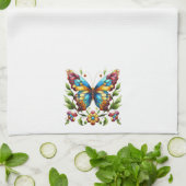 Kleurrijke gebrandschilderde glazen vlinder met bl theedoek (Gevouwen)