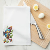 Kleurrijke gebrandschilderde glazen vlinder met bl theedoek (Quarter Fold)