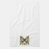 Kleurrijke gebrandschilderde glazen vlinder met bl theedoek (Verticaal)