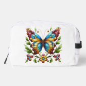 Kleurrijke gebrandschilderde glazen vlinder met bl toilettasje (Achterkant)