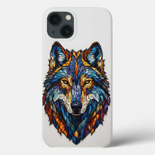 Kleurrijke Gebrandschilderde Wolfskop Case-Mate iPhone Case