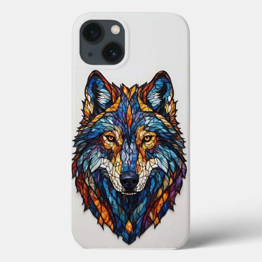 Kleurrijke Gebrandschilderde Wolfskop Case-Mate iPhone Case (Achterkant)