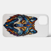 Kleurrijke Gebrandschilderde Wolfskop Case-Mate iPhone Case (Achterkant (horizontaal))