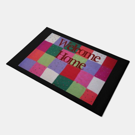 kleurrijke gebreide patchwork pleinen deurmat (Schuin)