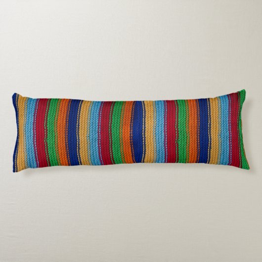 Kleurrijke gebreide strepen lichaamskussen (Achterkant)