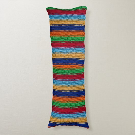 Kleurrijke gebreide strepen lichaamskussen (Voorkant Verticaal)