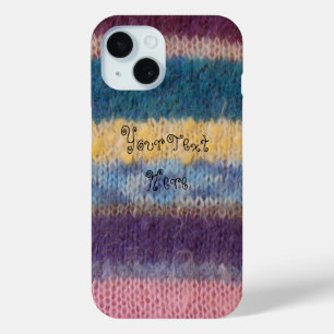 kleurrijke gebreide strepen,  stijlvol design iPhone 15 case