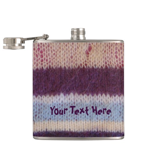 kleurrijke gebreide strepen,  stijlvol design heupfles (Geopend)