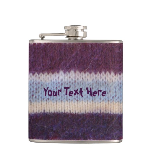 kleurrijke gebreide strepen,  stijlvol design heupfles (Voorkant)