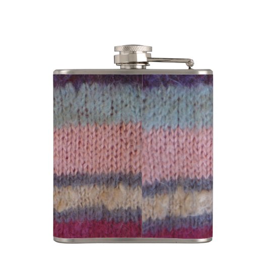 kleurrijke gebreide strepen,  stijlvol design heupfles (Achterkant)