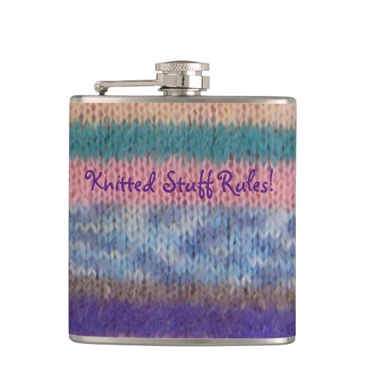 kleurrijke gebreide strepen,  stijlvolle leutaar heupfles (Voorkant)