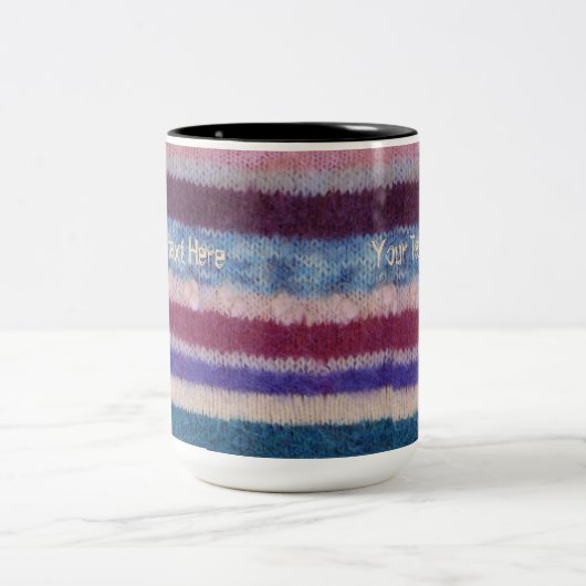 kleurrijke gebreide strepen, uniek  leuk design tweekleurige koffiemok (Center)
