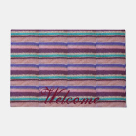 kleurrijke gebreide strepen, uniek  plezier deurmat