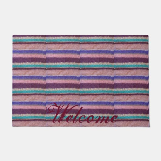 kleurrijke gebreide strepen, uniek plezier deurmat (Voorkant)