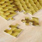 Kleurrijke gebreide textiel, gele textuur. legpuzzel (Zijkant)