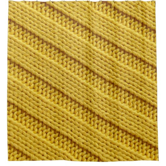 Kleurrijke gebreide textieltextuur. Geel. Douchegordijn (Voorkant)