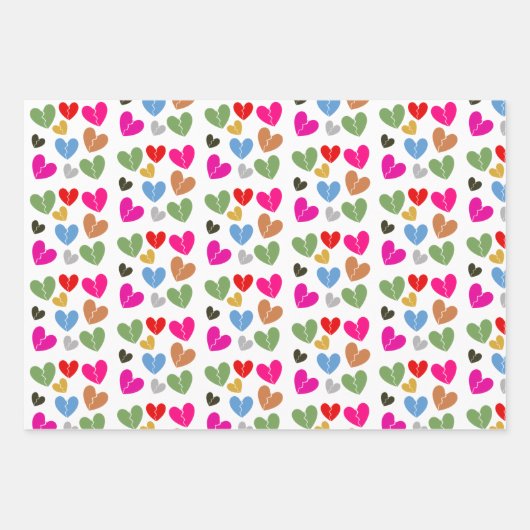 Kleurrijke gebroken harten: Love & Emotion Design Inpakpapier Vel (Voorkant)
