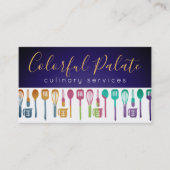 Kleurrijke gebruiksvoorwerpen chef catering visite visitekaartje (Voorkant)