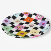 Kleurrijke gecheckte dagen terugzetten aanloopcont papieren bordje (Gekanteld)