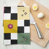 Kleurrijke gecheckte dagen terugzetten aanloopcont theedoek (Quarter Fold)