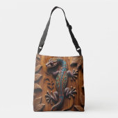 Kleurrijke Gecko Houtachtig Crossbody Tas (Achterkant)
