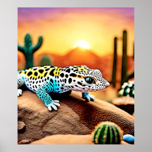 Kleurrijke Gecko Rocks Design Poster