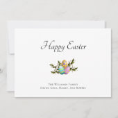 Kleurrijke gedecorreerde paaseieren botanisch feestdagenkaart (Voorkant)