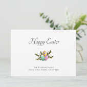 Kleurrijke gedecorreerde paaseieren botanisch feestdagenkaart (Staand voorkant)