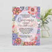 Kleurrijke gedetailleerde bloemen en bladeren Quin Kaart (Staand voorkant)