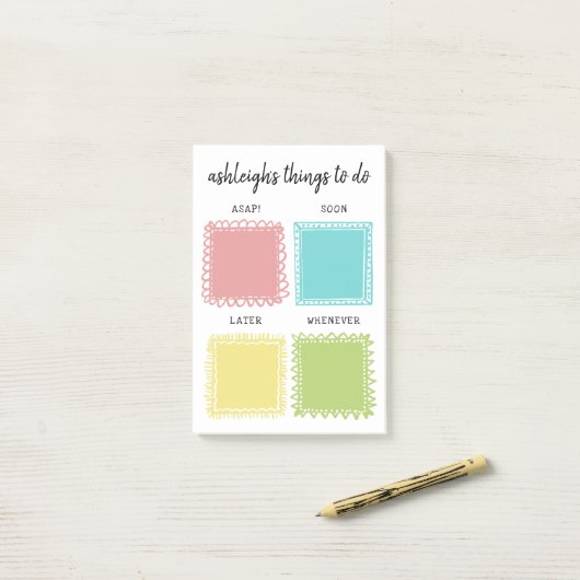 Kleurrijke gedopte Lijsten om te doen Post-it® Notes (Op bureau)