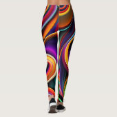 Kleurrijke gedraaide halve cirkels regenboogpatroo leggings (Achterkant)