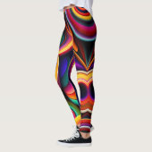 Kleurrijke gedraaide halve cirkels regenboogpatroo leggings (Links)