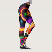 Kleurrijke gedraaide halve cirkels regenboogpatroo leggings (Rechts)