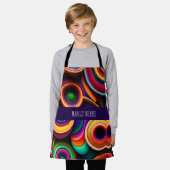 Kleurrijke gedraaide halve cirkels regenboogpatroo schort (Gedragen)