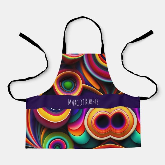 Kleurrijke gedraaide halve cirkels regenboogpatroo schort (Voorkant)