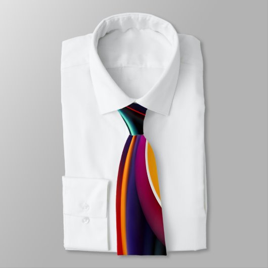 Kleurrijke gedraaide halve cirkels regenboogpatroo stropdas (Gebonden)