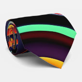Kleurrijke gedraaide halve cirkels regenboogpatroo stropdas (Opgerold)