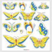 Kleurrijke geel- en blauwe vlinders, gesorteerd sticker (Vel)