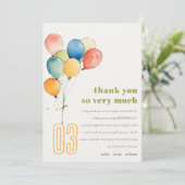 Kleurrijke Geel Rood Groene Ballonnen Kinderen Ver Bedankkaart (Staand voorkant)