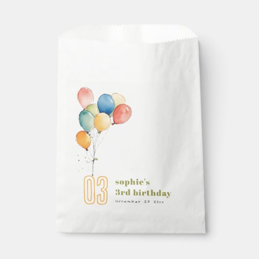 Kleurrijke Geel Rood Groene Ballonnen Kinderen Ver Bedankzakje (Voorkant)